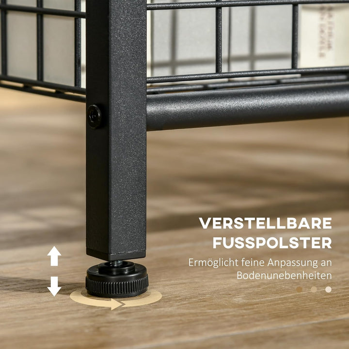 HOMCOM Beistelltisch Quadratischer Couchtisch mit 2 Ebenen, Wohnzimmertisch aus Hartglas und Stahl,