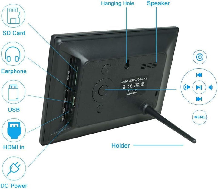8 Zoll Wecker Digital mit Automatische Helligkeitsanpassung, Leiser LCD-Display-Wecker mit Luftfeuch