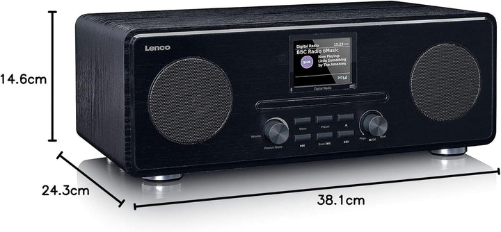 Lenco DAR-061 Dab+ CD Radio - Bluetooth 5.0 - Dab+ und FM PLL-Empfänger - LCD-Display - Zwei Stunden