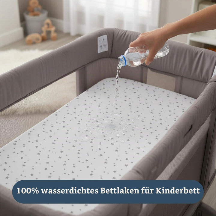 Spannbettlaken 90 x 55 cm Bio-Baumwolle, GOTS 2+1, wasserfest, kompatibel mit Next2me und allen Nach