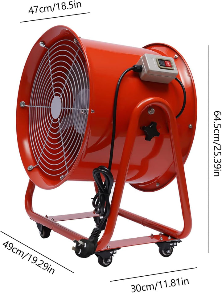 czyuRachel Industrielüfter, 220v 1100w Bodenventilator Tragbarer Ventilator Hallenlüfter Ø 47cm Indu