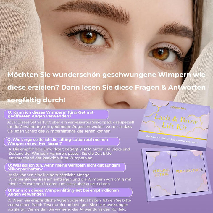 PERMANIA Wimpernlifting Set, Anfängerfreundliches Lash Lifting Set mit offenen Augen Silikonpads, 15