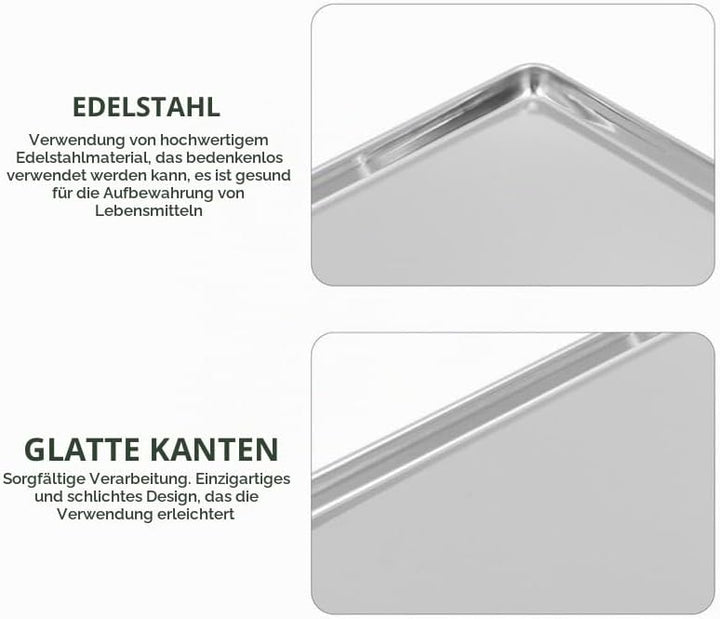 ULTECHNOVO Edelstahl Snackteller Rechteckig 34,5x21,5cm Poliert für Restaurant Zuhause Kalte Nudelpl