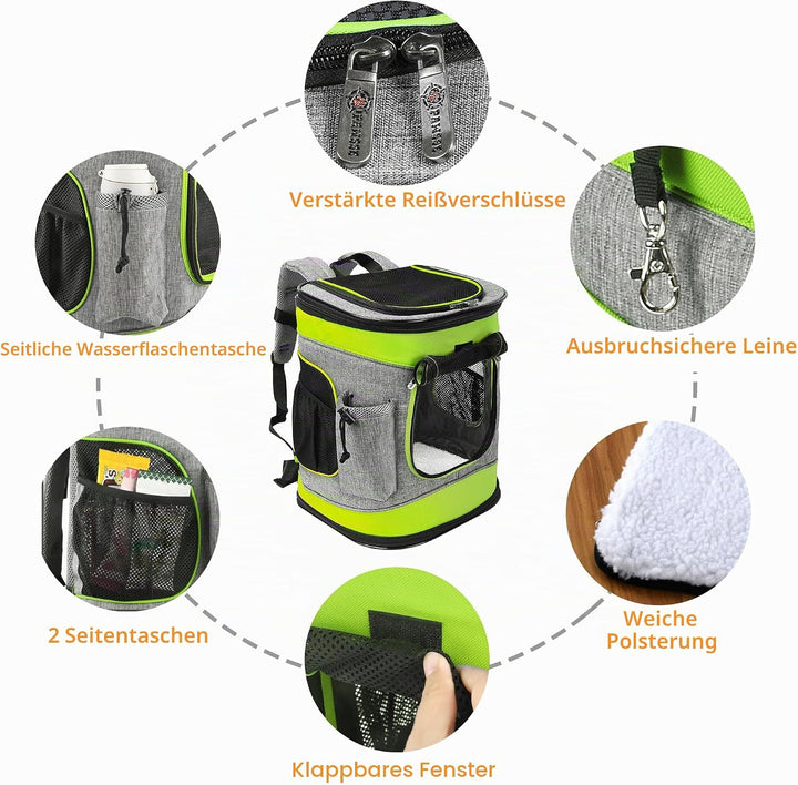 Kritter Planet Haustier-Rucksack mit Mesh-Fenster, atmungsaktive und Faltbare Hundetasche für Hunde