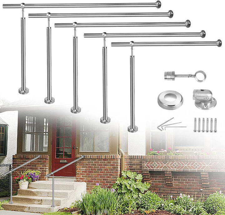 NAIZY Handlauf Edelstahl 180x90cm Treppengeländer Aussen-Innen Eingangsgeländer für Treppen Wand Gel