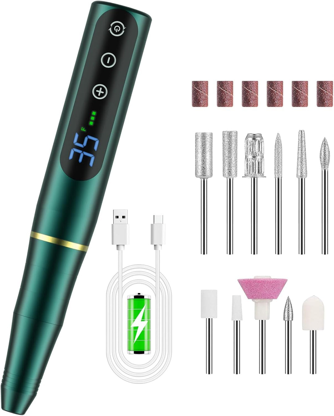 Nagelfräser Set Elektrisch,NAILGIRLS 11 in 1 Aufladbare Professional Electric Nail Drill Machine,Pro