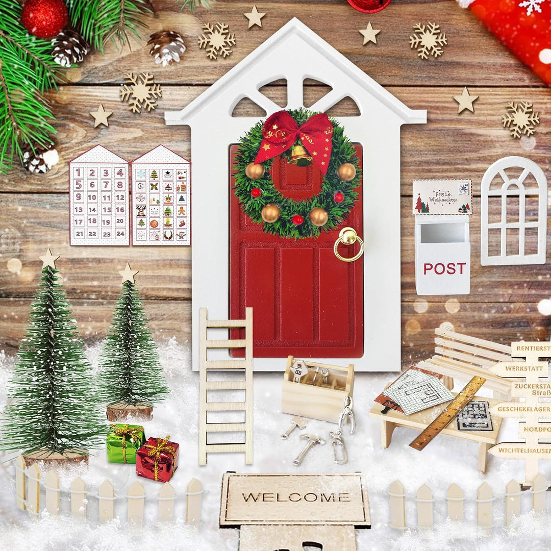 ROLLWAY 80 Stück Miniatur Wichtel Zubehör Baustelle Set, Weihnachten Wichteltür Zubehör Komplettset