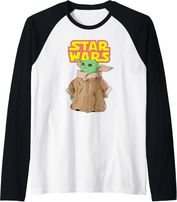 Star Wars Logo The Mandalorian The Child Cute Comic Raglan