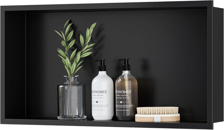 Neodrain Wandnische Edelstahl Duschnische Einzelregal Lagerung für Badezimmer 60 x 30 cm, Schwarz 60