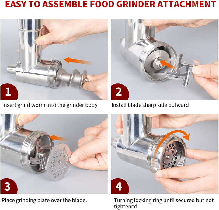 Edelstahl Fleischwolf für KitchenAid Mixer, Fleischwolfaufsatz für Kitchenaid Standmixer, spülmaschi