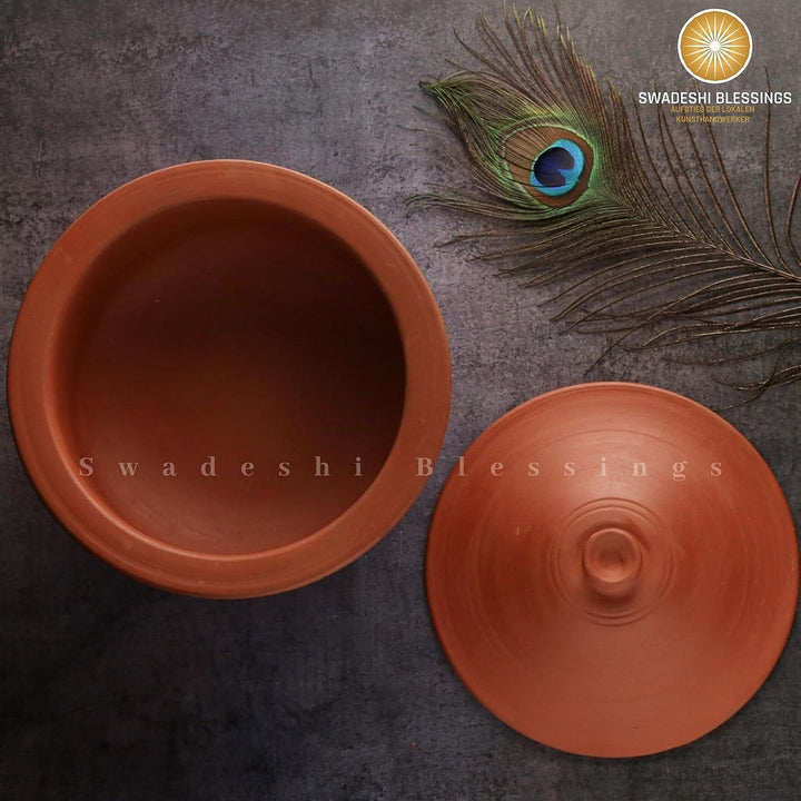 Swadeshi Blessings HandMade Exclusive Range Unglasierter irdener Kadai/Mud Handi/Mitti Ke Bartan/Ton