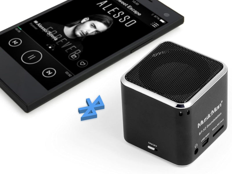 MusicMan mini Wireless Soundstation BT-X2 (MP3 Player, Bluetooth) schwarz Musicman BT-X2 Single Schw