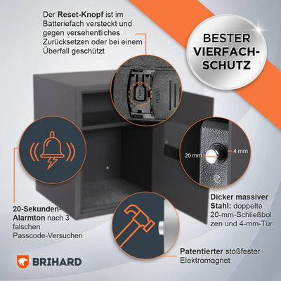 Brihard Biometrischer Safe XL – 2-in-1 Digitale Tastatur und Fingerabdruck Safe – Business LCD Treso