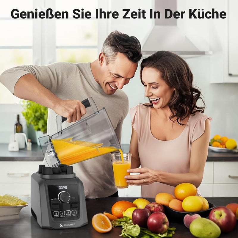 AMZCHEF 4-IN-1 Standmixer Hochleistungsmixer - 2L Standmixer mit 3D Klingen Crush in Sekunden Techno