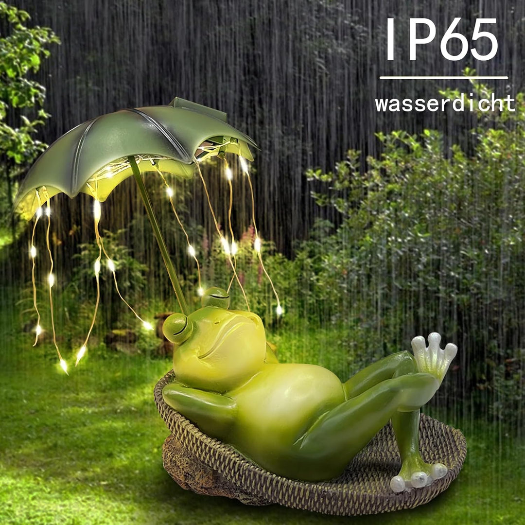 lifemet Outdoor Solar Frosch Garten Dekoration - Lustig Frösche Einschirm Figurch Garten Statue，IP65