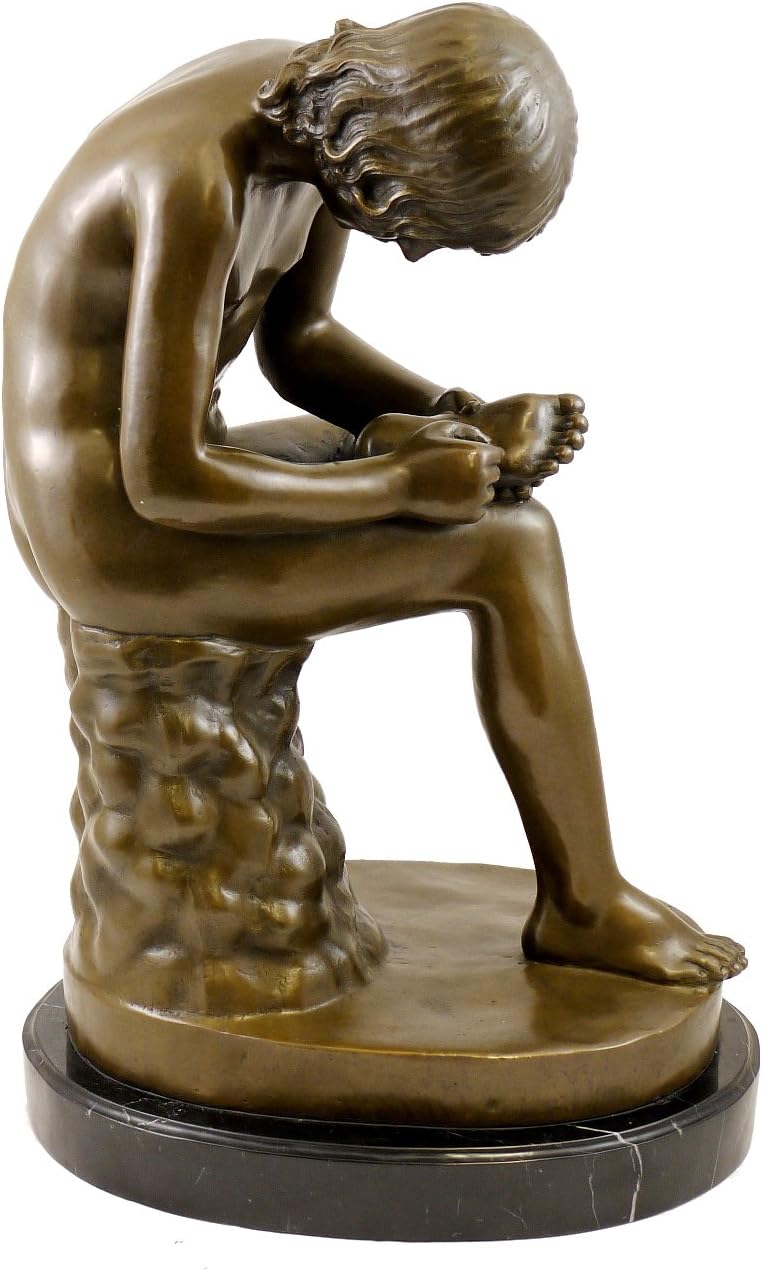 Spinario Bronzestatue - Der Dornauszieher Skulptur - signiert Milo - Antikes Motiv der Bildenden Kun