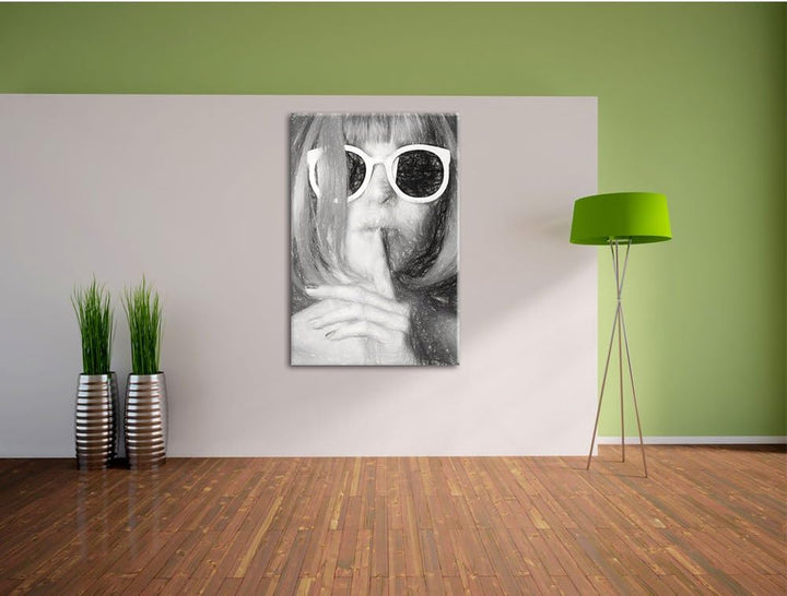 Pixxprint Frau mit Haaren als Leinwandbild/Grösse: 100x70 cm/Wandbild/Kunstdruck/fertig bespannt, 10