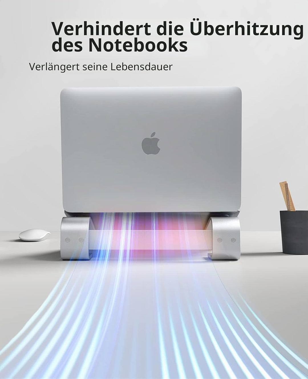 Soqool, Laptop-Ständer für den Schreibtisch, ergonomischer, belüfteter Notebook-Ständer aus Aluminiu