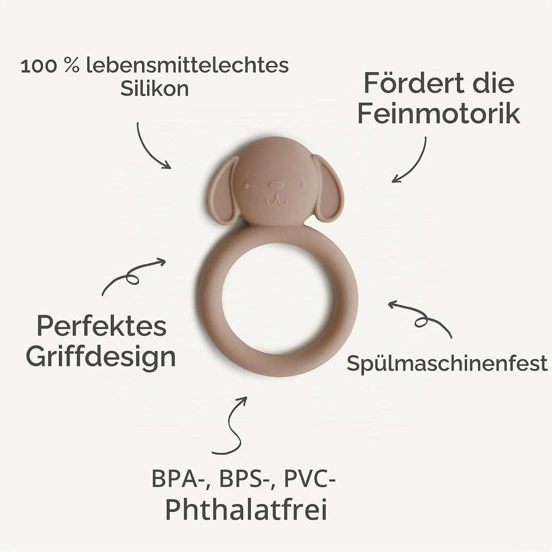 Mushie Beissring für Babys aus BPA-frei Silikon | Fördert Sehsinn &amp; Motorik Baby | Zahnen Nursing Zu