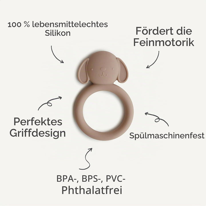 Mushie Beissring für Babys aus BPA-frei Silikon | Fördert Sehsinn &amp; Motorik Baby | Zahnen Nursing Zu