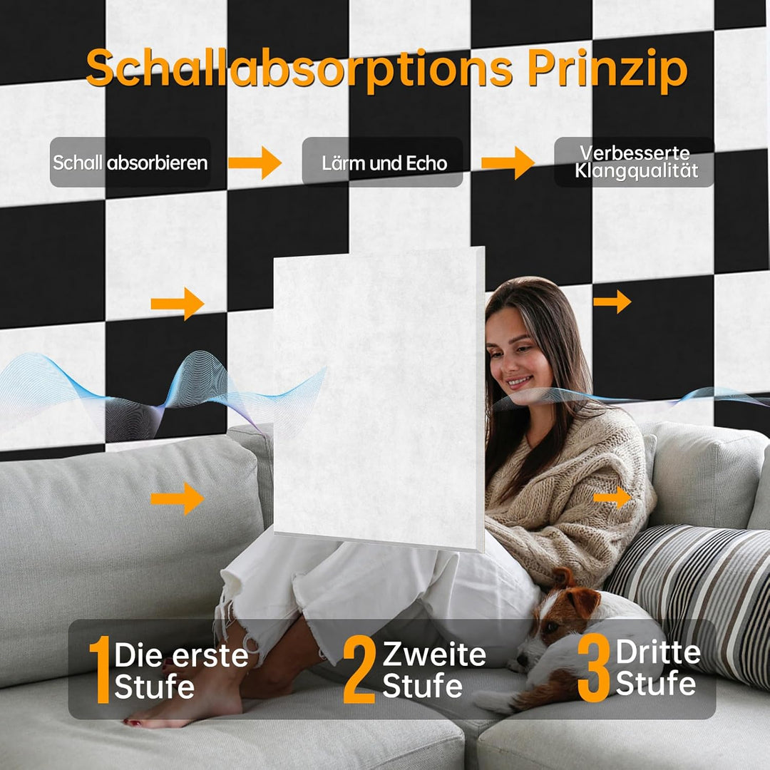 18 Stück Selbstklebend Akustikplatten,30x30x1 cm Akustik Absorber Akustikpanel Schallschutzplatten f