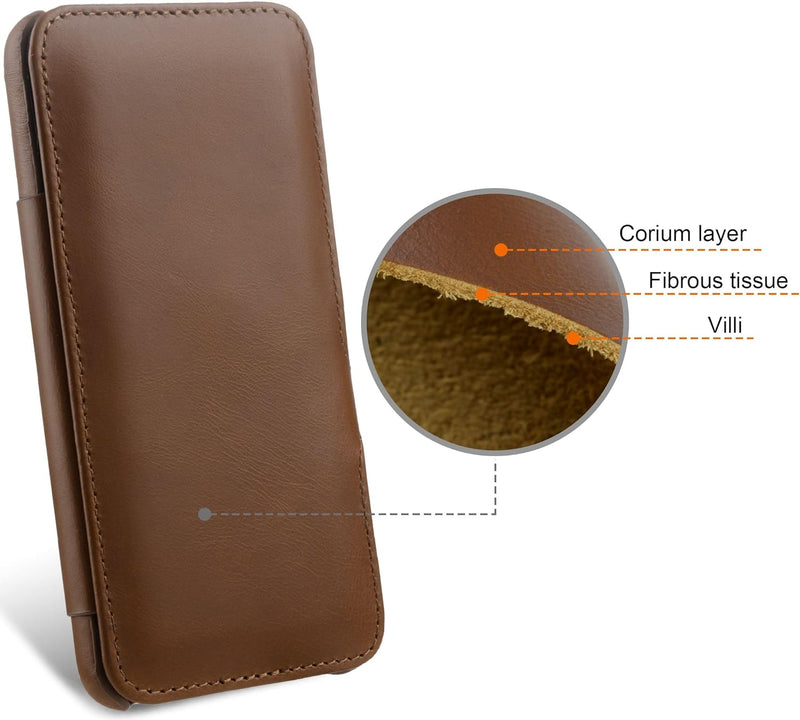 STILGUT Book Case kompatibel mit Google Pixel 8 Hülle aus Leder mit Clip-Verschluss, Lederhülle, Kla
