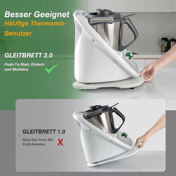 PUERSI Gleitbrett für Thermomix TM6/TM5, 2te Generation, Brett für Thermomix mit Rollen, Leicht Glei