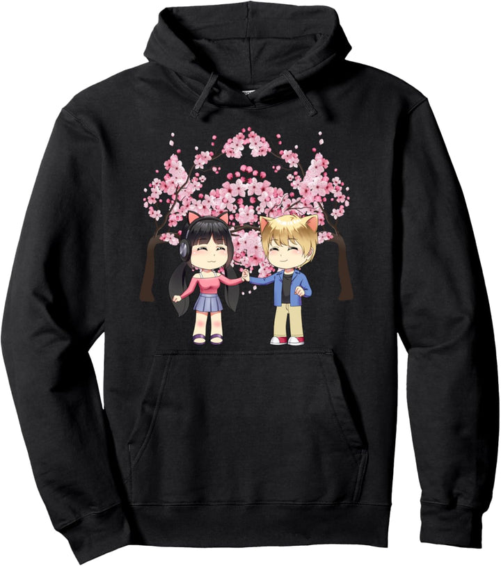 Nettes Chibi-Art Kawaii Anime Mädchen und Jungen Paar mit Pullover Hoodie