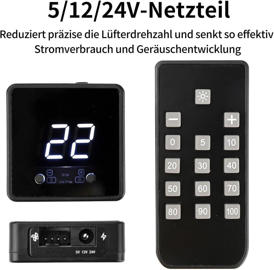 Aideepen 4 Pin 12V PWM-Lüfterregler, 60W 4 Draht Fan Speed Controller mit Fernbedienung und Bildschi