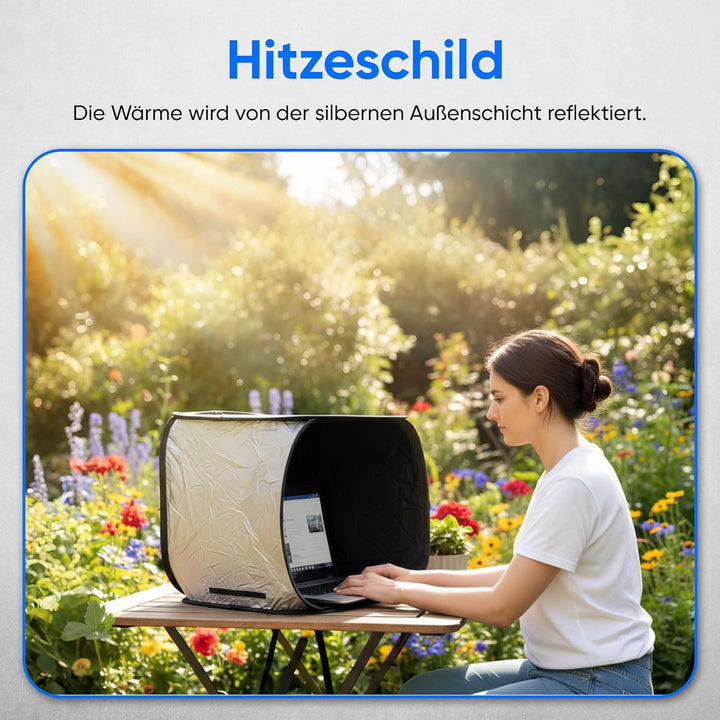 ReFind Sonnenschutz für Laptop - Blendschutz für Arbeit im Freien. Mit Sichtschutz, Hitzeschutz und