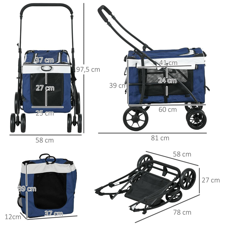 PawHut 2 in 1 Hundewagen Hundebuggy klappbar für Hunde &amp; Katzen bis 10 kg Katzenbuggy mit Kissen Net