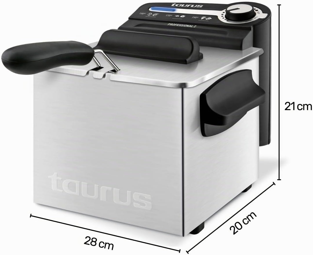 Taurus Professional 2 Plus Fritteuse, 2 Liter, 1700 W, 18/8 Edelstahl litros 2 - filtro, litros 2 -