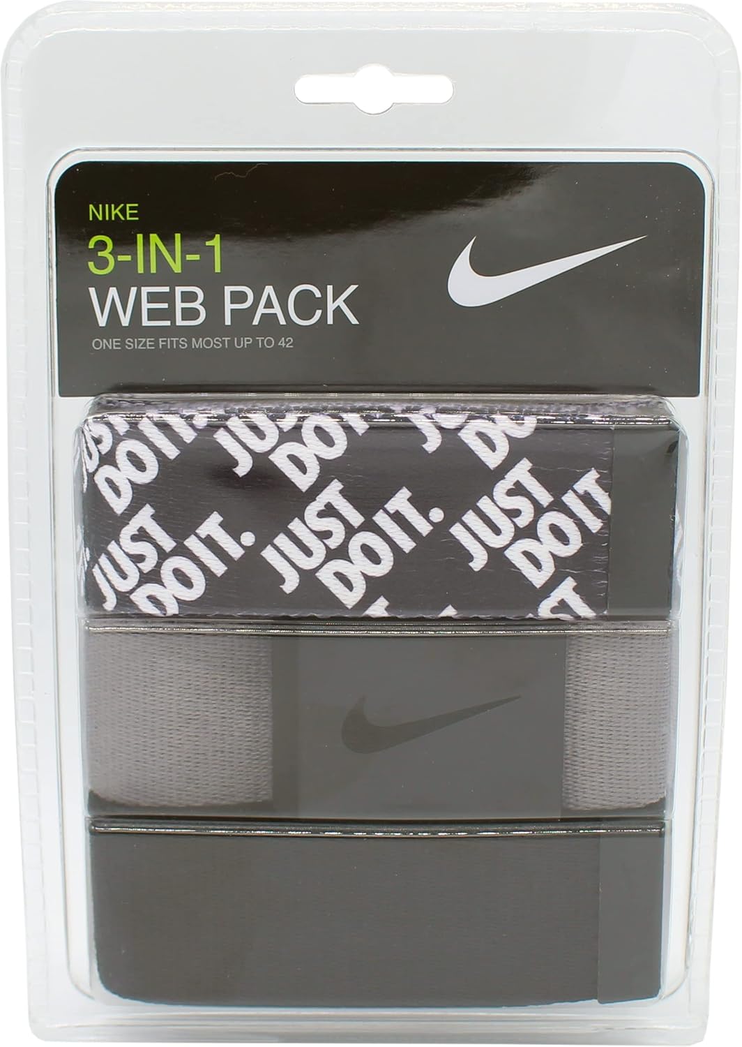 Nike Herren 3 Pack Web Belt Gürtel Einheitsgrösse Grau, Einheitsgröße Grau