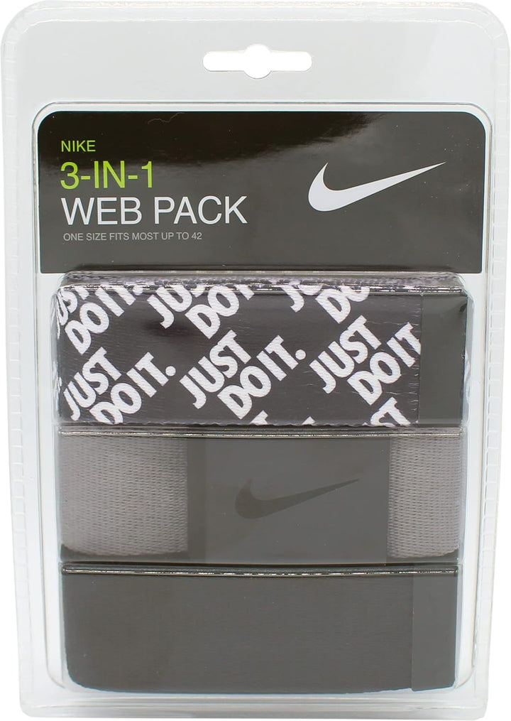 Nike Herren 3 Pack Web Belt Gürtel Einheitsgrösse Grau, Einheitsgröße Grau