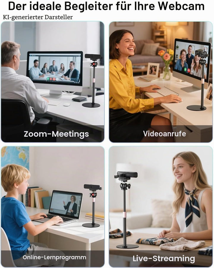 Etour [All Metal] Webcam-Stativ für Schreibtisch [Verdicktes Schaumstoff-Pad/geschützter Desktop] Ko