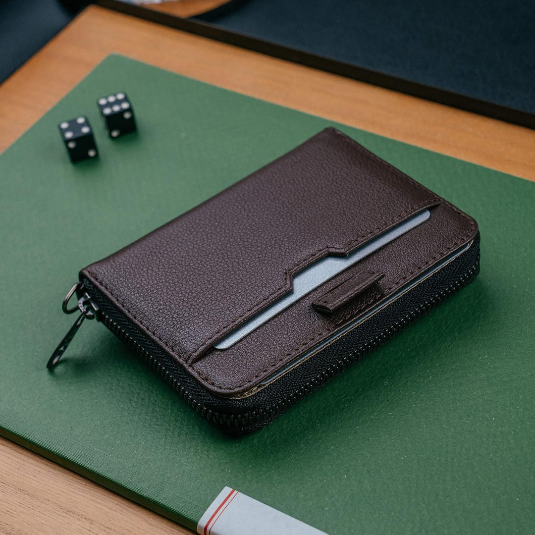 Vaultskin Mayfair Minimalistische Geldbörse aus Leder mit Reissverschluss Kleiner RFID-blockierender
