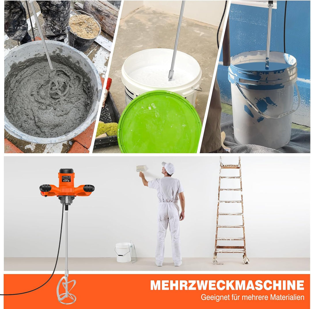 Betonmischer Rührwerk,1700 U/min Elektrischer Gipsmischer,Rührwerk mit 6 einstellbaren Geschwindigke