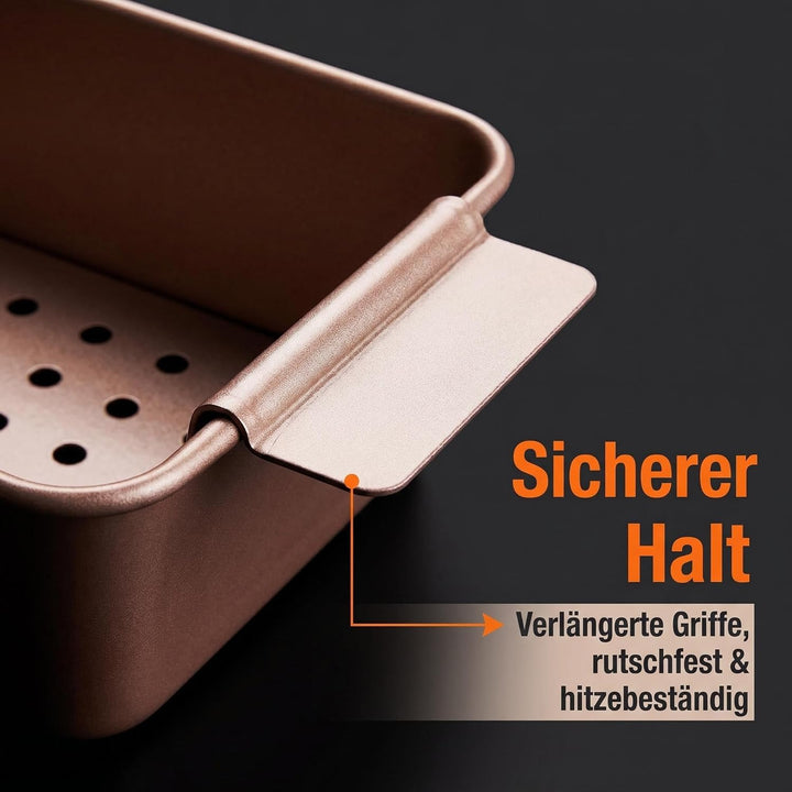 Brotbackform mit herausnehmbarem Einsatz, Klein Brotbackform aus Carbonstahl,25x14.5x17.5cm Rosa Kas