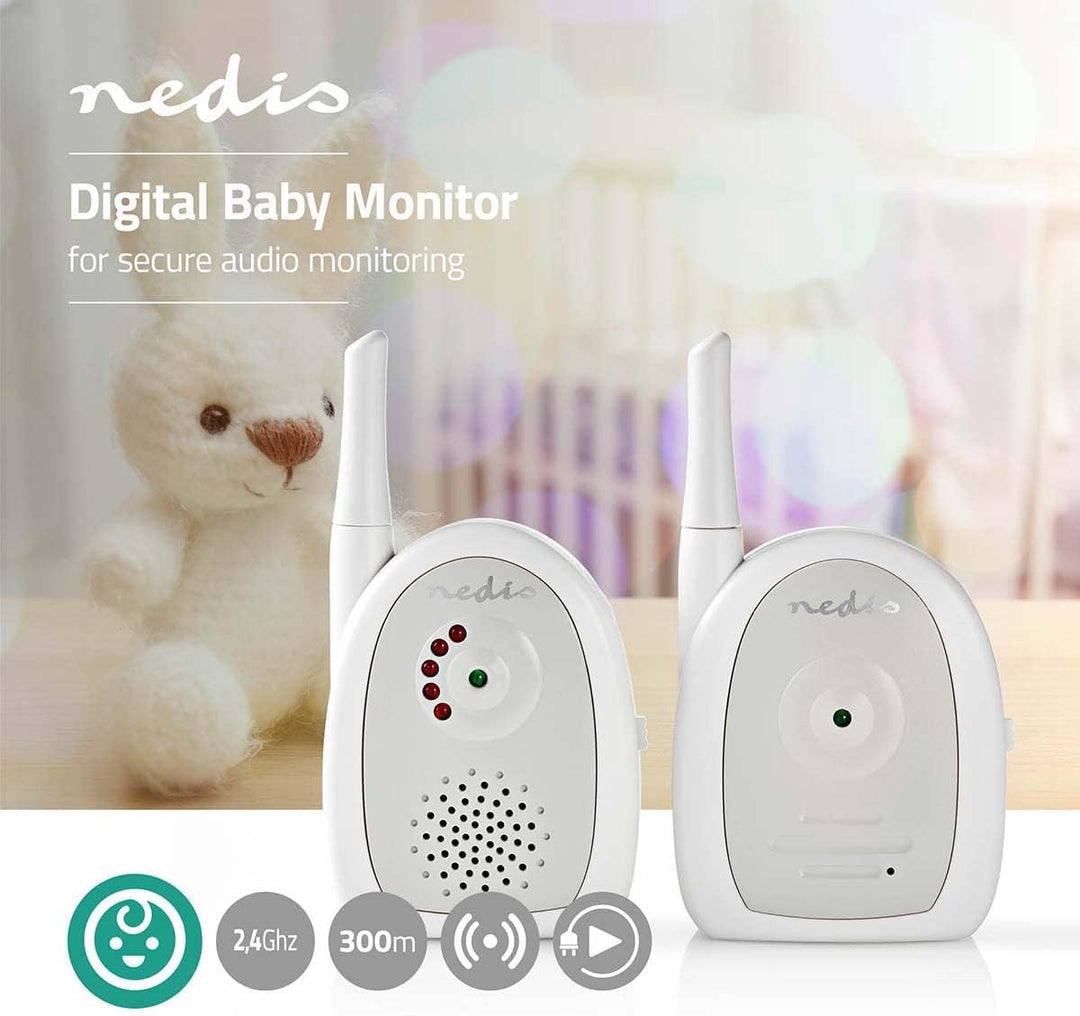 Nedis Audio-Baby-Monitor - Babyphone - FHSS - Rückruffunktion - 300 m - Batteriebetrieben/Netzstromv