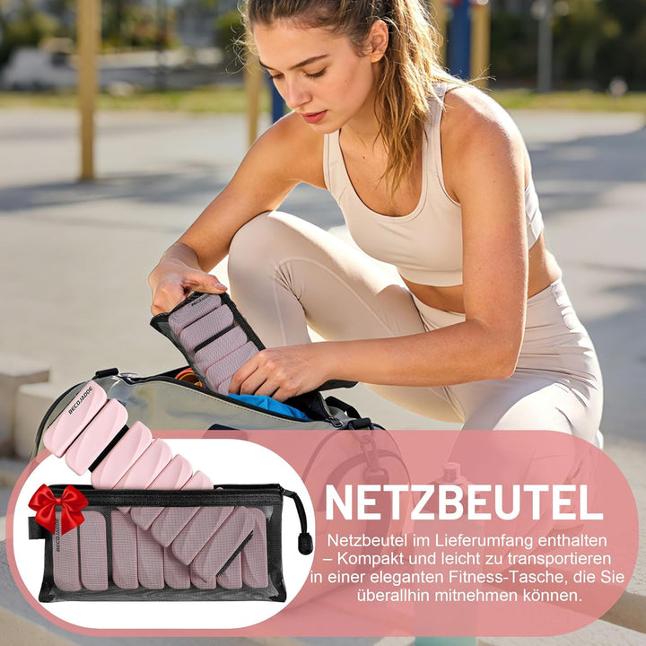 BECOJADDE Gewichtsmanschetten fuss 0.45 KG / 0.9 KG Je Gewichte für Beine und Arme Set 2 Ankle Weigh