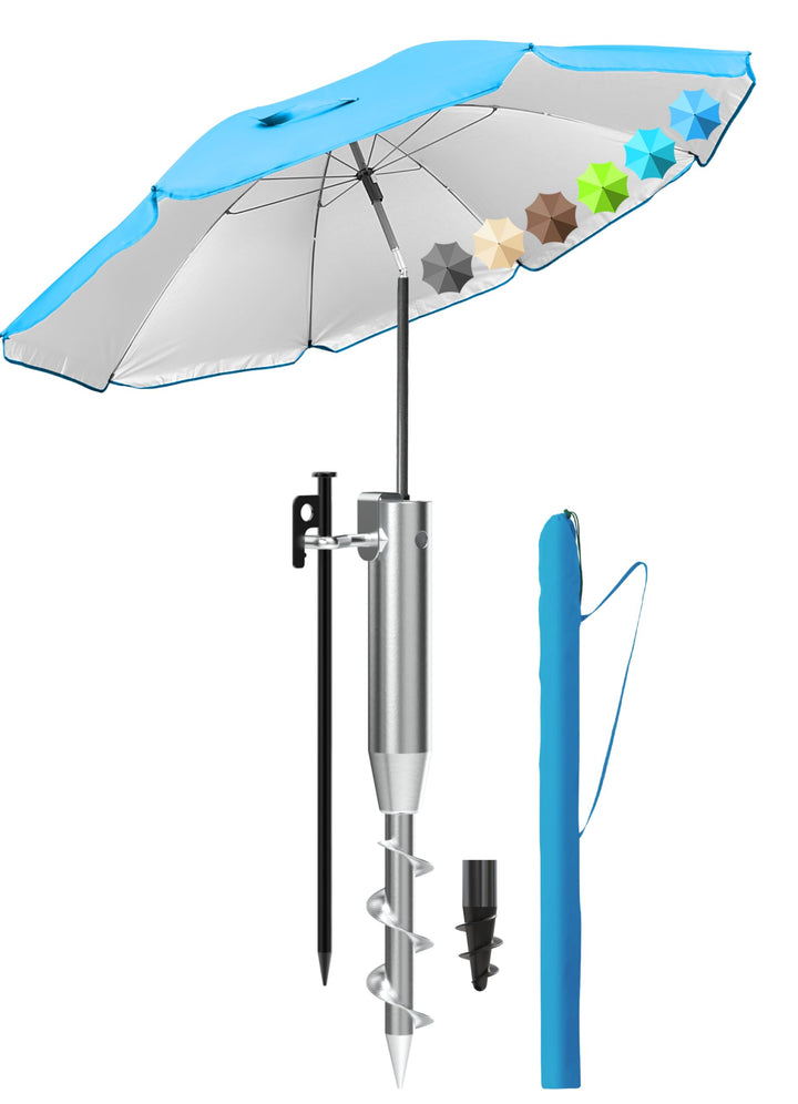 4smile Sonnenschirm Strand 3-IN-1-SET Ø 160 cm, Strandschirm Windfest Stabil mit Eindrehbodenhülse &