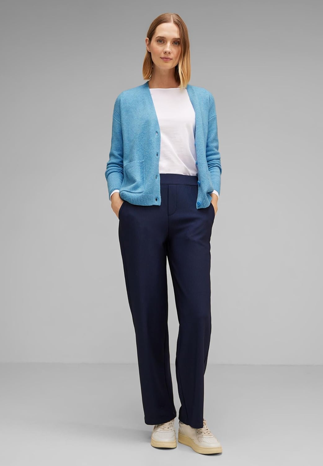 Street One Damen Cardigan mit Taschen 44 Light Aquamarine Blue Mel., 44 Light Aquamarine Blue Mel.