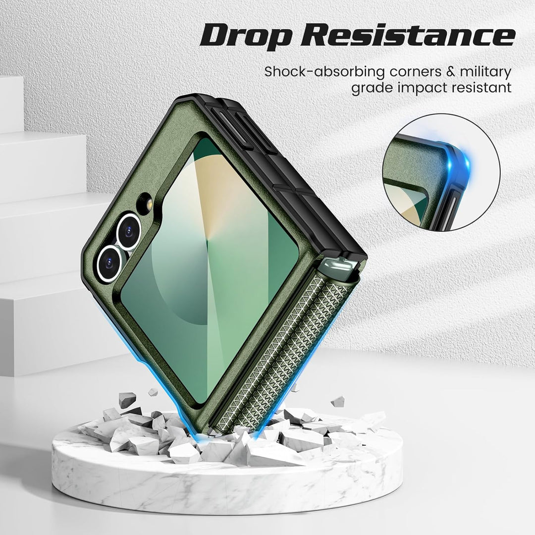 Doeshine Samsung Galaxy Z Flip 6/7 FE Hülle [Not für Flip 7] mit Ständer & Kameraschutz, Ganzkörper