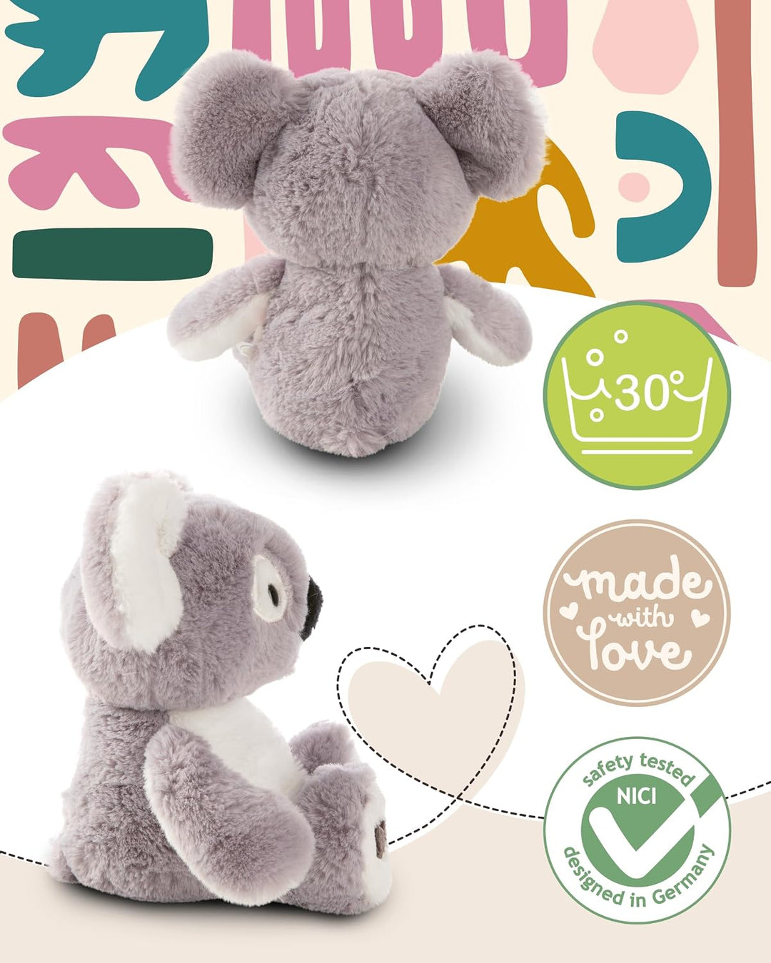 NICI Kuscheltier Koala Barry 25cm - grau - Stofftier aus weichem Plüsch, niedliches Plüschtier zum K