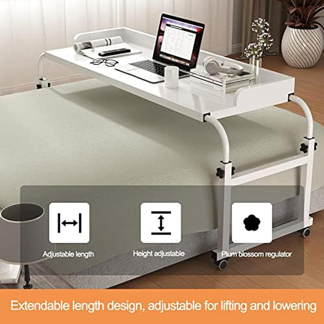 GXQFC Über-Betttisch auf 4 Rollen, Höhenverstellbar 65-95CM/Breitenverstellbar 115-210CM Overbed Tab