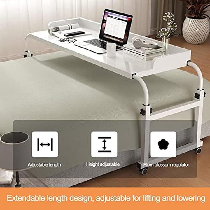GXQFC Über-Betttisch auf 4 Rollen, Höhenverstellbar 65-95CM/Breitenverstellbar 115-210CM Overbed Tab