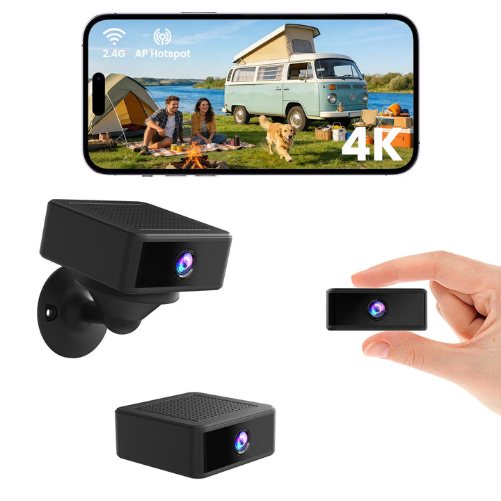 UCOCARE 4K Mini Überwachungskamera Innen, Funktioniert mit oder Ohne WLAN | Mini Kamera mit Nachtsic