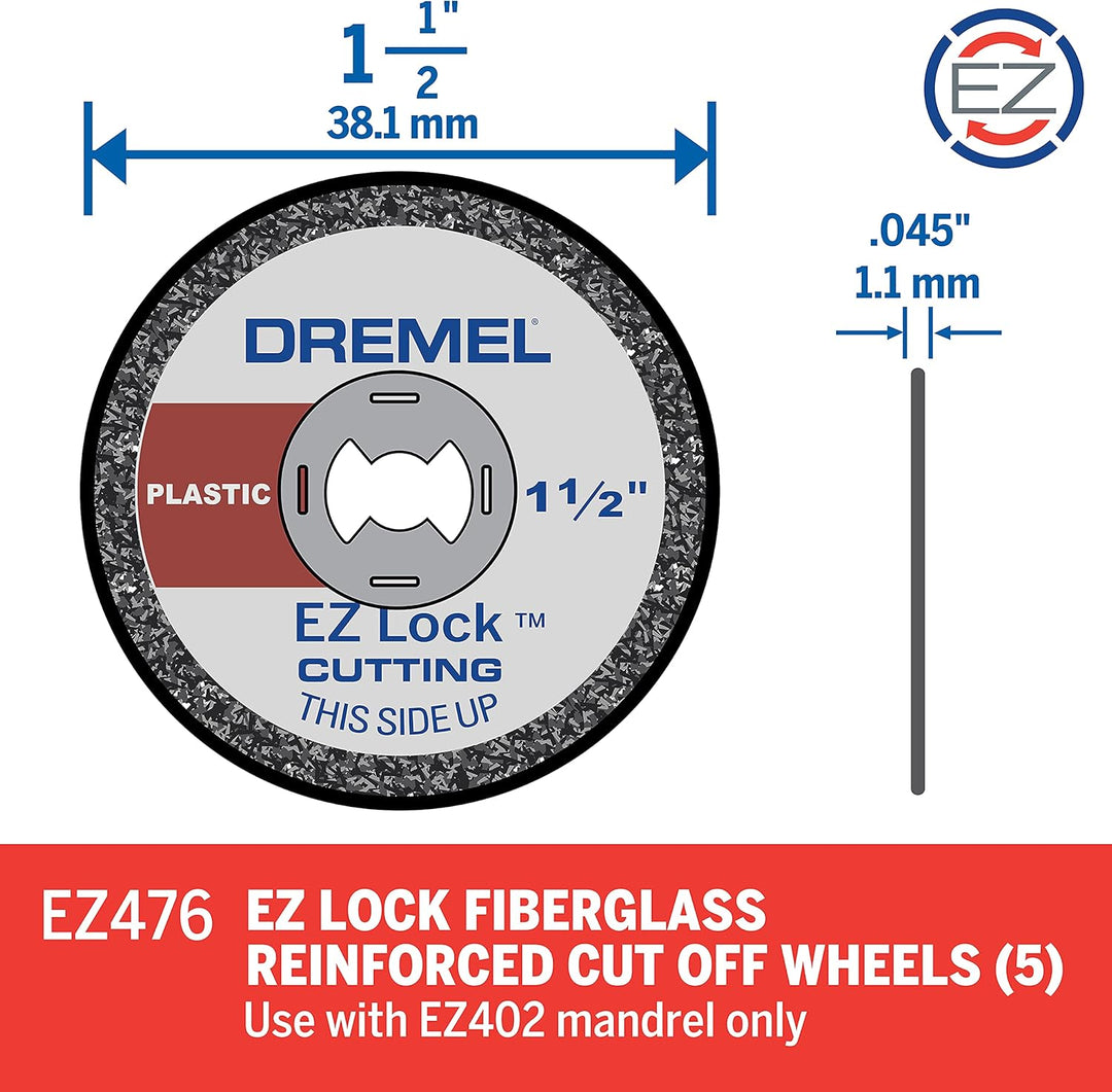 Dremel EZ476 1 1/2 Zoll EZ Lock Rotary Tool Trennscheiben für Kunststoff – 5 Stück Pack of 1, Pack o
