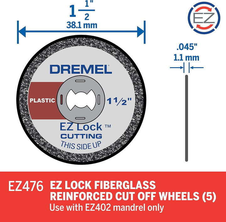 Dremel EZ476 1 1/2 Zoll EZ Lock Rotary Tool Trennscheiben für Kunststoff – 5 Stück Pack of 1, Pack o
