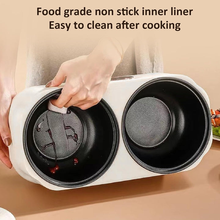 Multifunktionaler Kochtopf, Electric Double Rice Cooker Lunch Maker mit 2 Innentöpfen, Touchpanel, W